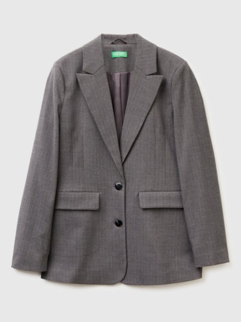 Benetton Grey Pinstripe Blazer Womenโs Size Medium